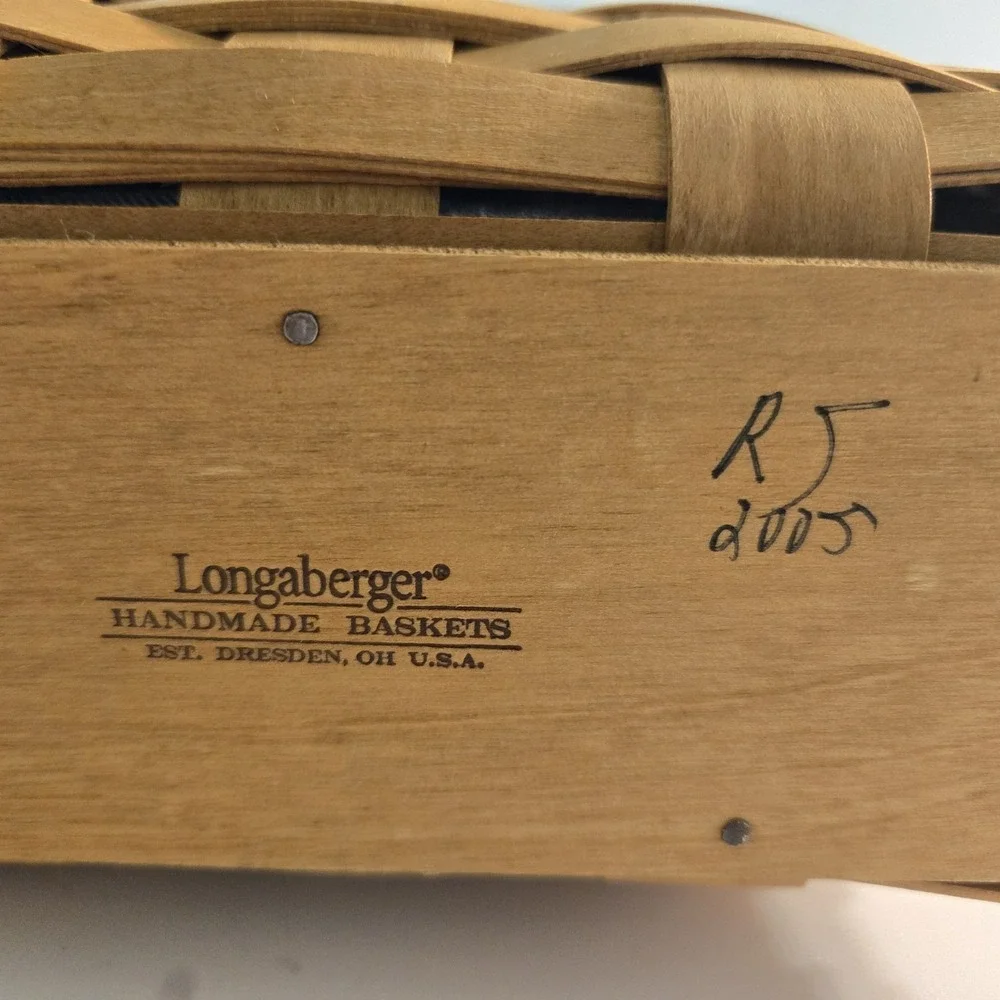 Longaberger Sm Wall Pocket Basket Denim Liner Protector 2005 Leather 9x8x4.5 NEW